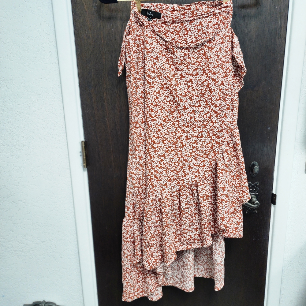 Lulus Ruffled Tiered Maxi Wrap Skirt M